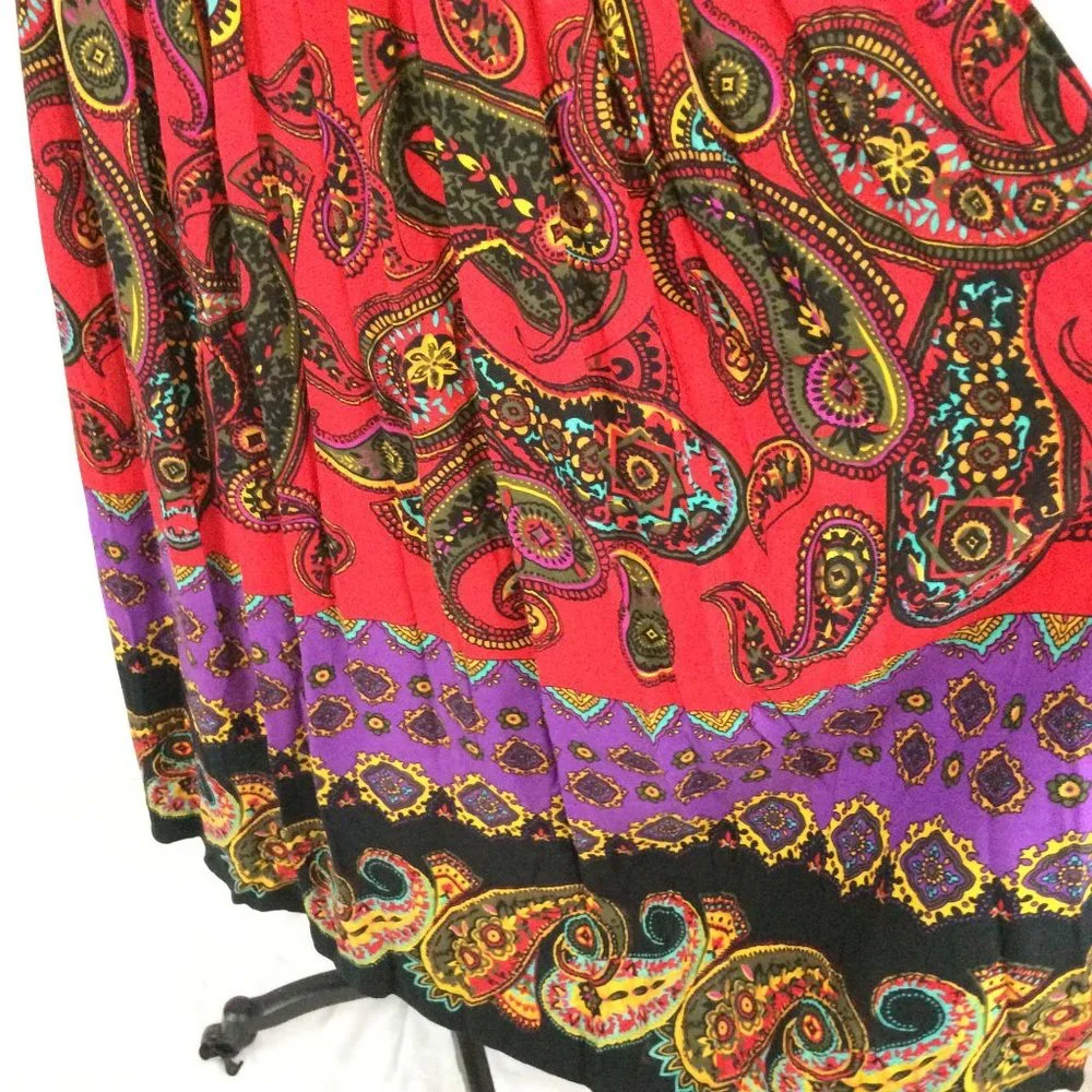 Vintage Wild 80's Pleated‎ Paisley Skirt, 8